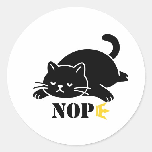 NOPE Cat Funny for Cat Lovers ラウンドシール (正面)