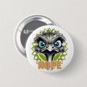 "Nope" Cute Ostrich Button 缶バッジ (正面&裏面)