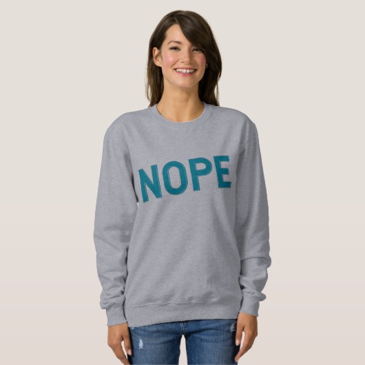 NOPE | Distressed Sarcasm Typography in Blue  スウェットシャツ (正面フル)