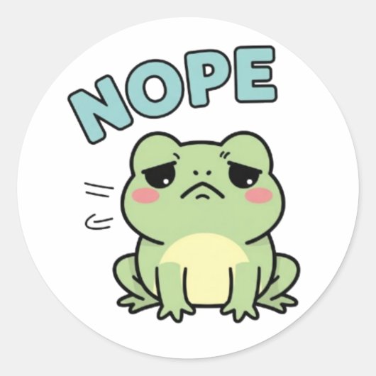 Nope Frog Sticker Cute Shaking Head Frog Funny Mem ラウンドシール (正面)