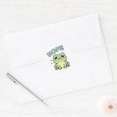 Nope Frog Sticker Cute Shaking Head Frog Funny Mem ラウンドシール (封筒)