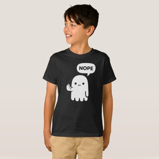 Nope Ghost | おもしろくてシンプルな子供用Tシャツ Tシャツ (正面フル)