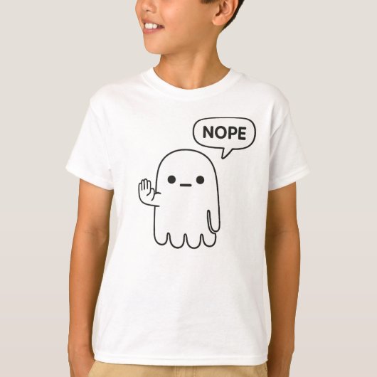 Nope Ghost | Funny Minimal Kids T-Shirt Tシャツ (正面)