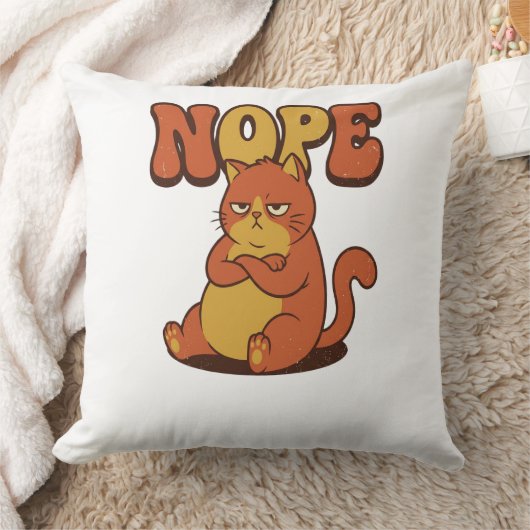 NOPE Grumpy Cat Throw Pillow クッション (ブランケット)