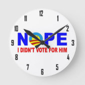 NOPE Iは彼のために投票しませんでした ラウンド壁時計 (正面)