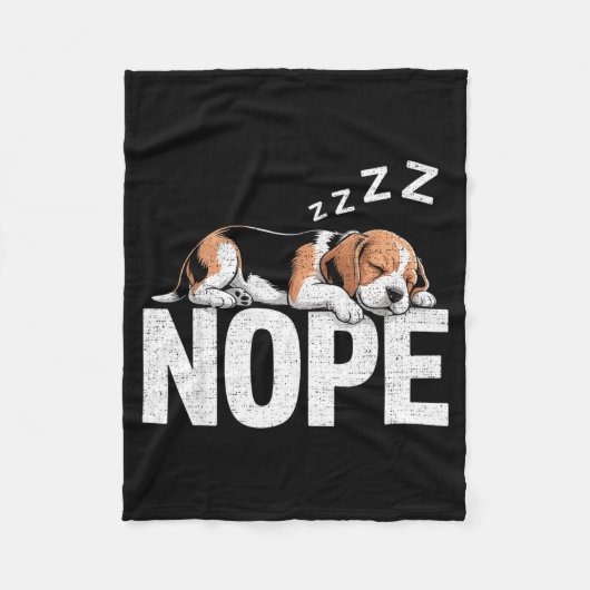 Nope Lazy Beagle フリースブランケット (正面)