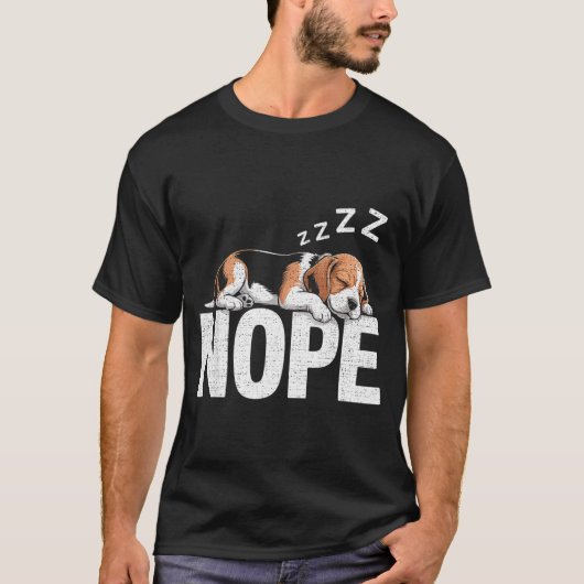 Nope Lazy Beagle Tシャツ (正面)