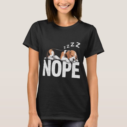 Nope Lazy Beagle  Tシャツ (正面)