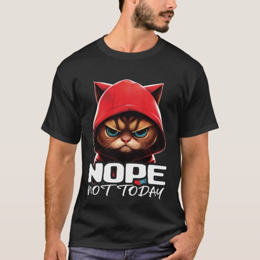 Nope Not おもしろい Today Cat I Lazy Cat Nope Pullover Tシャツ (正面)