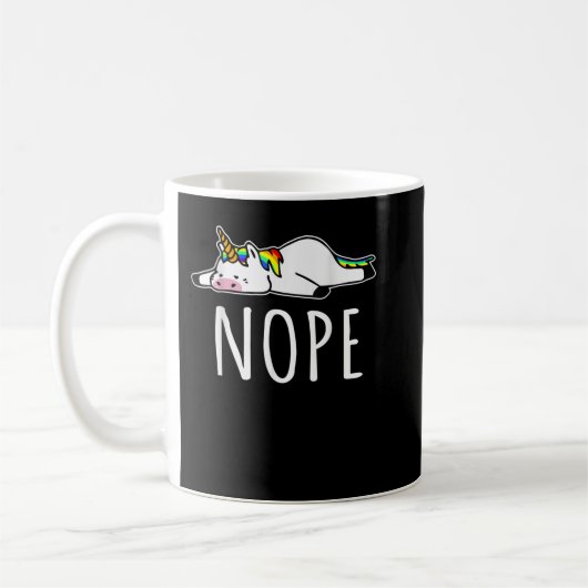 Nope Unicorn Nah Due Not Do It, おもしろい Lazy 938 コーヒーマグカップ (左)