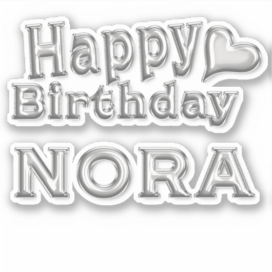 Nora Happy Birthday silver Aufkleber Sticker シール (正面)