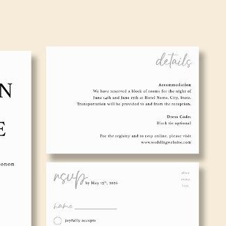 NORA | Wedding Minimalist Details Enclosure Card エンクロージャーカード