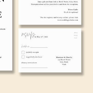 NORA | Wedding Minimalist RSVP Postcard エンクロージャーカード