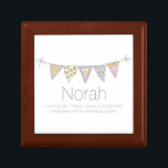 Norahは名前および意味ギフト用の箱をカスタマイズ ギフトボックス<br><div class="desc">かわいらしい旗布の名前入りな記念品のギフト用の箱。 余分特別なギフトを展示するために完成して下さい。 ギフト用の箱は現在Norah Aに輝くなライトを読みます。 永久に陽気および楽観的。 冒険的な精神、またはあなたと企業的個人化なりましたりあなた自身の名前と、中心の旗および名前の意味単語で署名しますあることができます。 サラTrett著元の旗布の旗のスケッチそしてデザイン。 www.mylittleeden.comのためのwww.sarahtrett.com</div>
