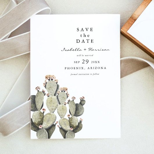 NORAHボヘミアン水の色サボテン日付を保存 招待状