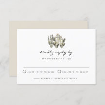 Norah - Prickly Pear Cactus Bohemian RSVPカード