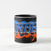 Norbert Vorname Name Graffiti blue orange Tasse マグカップ (中央)