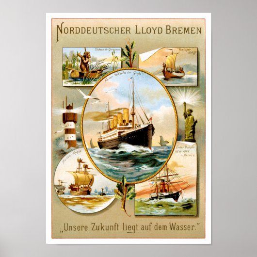 Norddeutscher Lloyd Bremen Vintage旅行ポスター ポスター (正面)
