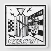 Norderney スクエア壁時計 (正面)