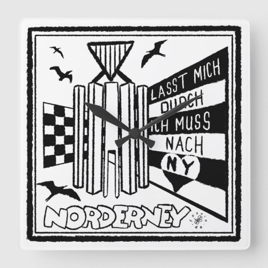 Norderney スクエア壁時計 (正面)