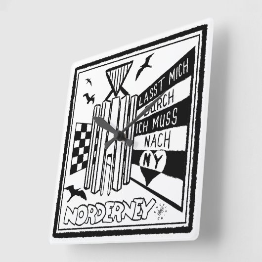 Norderney スクエア壁時計 (傾斜)