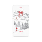 Nordic Alpine Mountain Red Bow Christmas To From ラベル (正面)