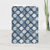 Nordic Blue White Deer Christmas カード (裏面)