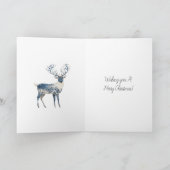 Nordic Blue White Deer Christmas カード (内部)