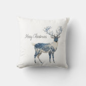 Nordic Blue White Deer Christmas クッション (正面)