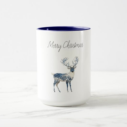 Nordic Blue White Deer Christmas マグカップ (中央)