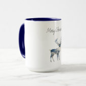 Nordic Blue White Deer Christmas マグカップ (正面左)
