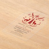 Nordic Buck and Doe Christmas Bridal Shower  アクリル招待状 (レイダウン)