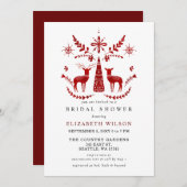 Nordic Buck and Doe Christmas Bridal Shower 招待状 (正面/裏面)