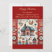 Nordic Christmas Cottage Scandinavian Village Red シーズンカード (正面)