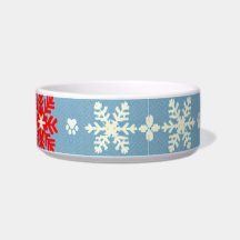 Nordic Christmas Dog Bowl – Snowflakes & Paw Print