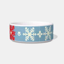 Nordic Christmas Dog Bowl – Snowflakes & Paw Print ボウル