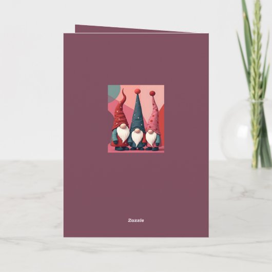 Nordic Christmas Gnomes Retro Modern Kitschmas カード (裏面)