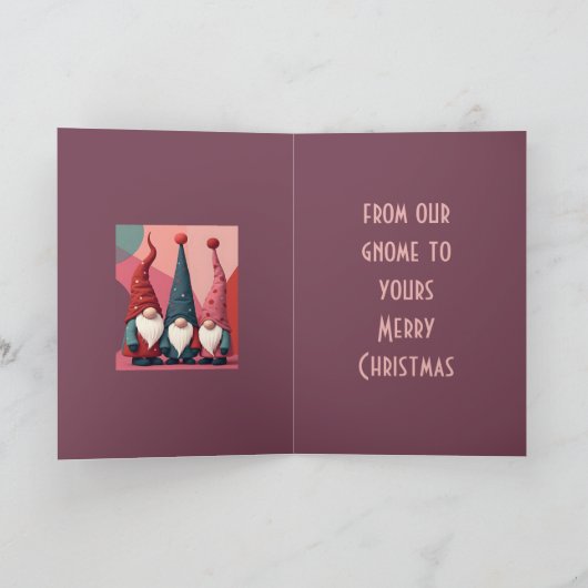 Nordic Christmas Gnomes Retro Modern Kitschmas カード (内部)