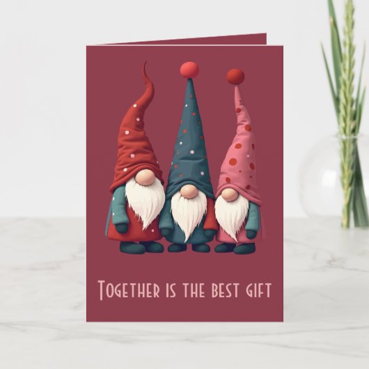 Nordic Christmas Gnomes Retro Modern Kitschmas Cut カード (正面)