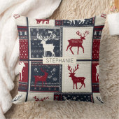 Nordic Christmas Patchwork | Knitted Reindeer クッション (ブランケット)
