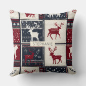 Nordic Christmas Patchwork | Knitted Reindeer クッション (裏面)