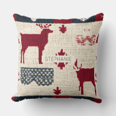 Nordic Christmas Patchwork | Knitted Reindeer (2) クッション (正面)