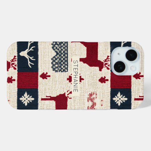 Nordic Christmas Patchwork | Knitted Reindeer (2) Case-Mate iPhoneケース (裏面 (横))