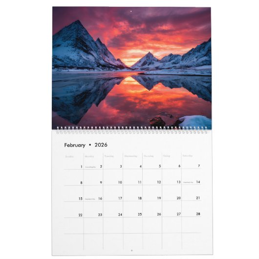 Nordic Coastal Scenery カレンダー (2月 2026)