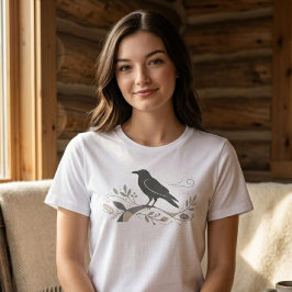 Nordic Crow Art Nature Lover Meaningful Gift トライブレンドＴシャツ