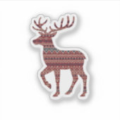 Nordic Fair Isle Pattern Reindeer Christmas  シール (正面)
