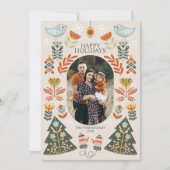 Nordic Folk Art Christmas Oval Photo シーズンカード (正面)