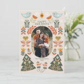 Nordic Folk Art Christmas Oval Photo シーズンカード (スタンド正面)