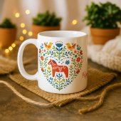 Nordic Folk Art Dala Horse Heart Pattern Mug コーヒーマグカップ