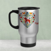 Nordic Folk Art Dala Horse Heart Pattern Mug フロストグラスマグカップ